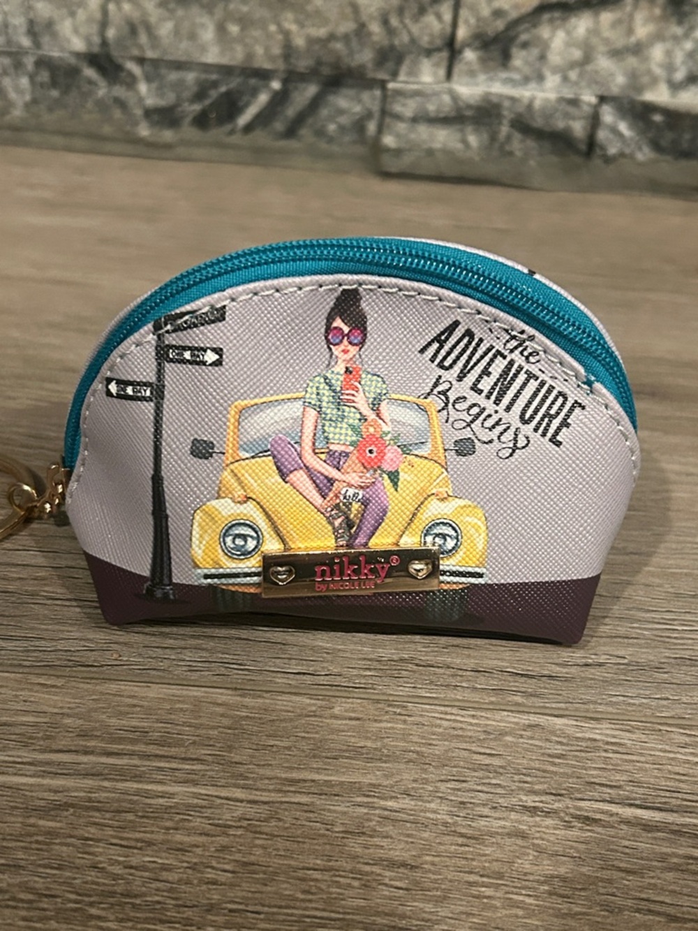 NWT Nikky Pastel “Fun Begins” Coin Pouch with Keyring